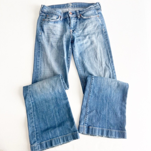 DOJO 7 for all mankind blue jeans denim seven low rise size 28 bootcut boot cut - Picture 1 of 8